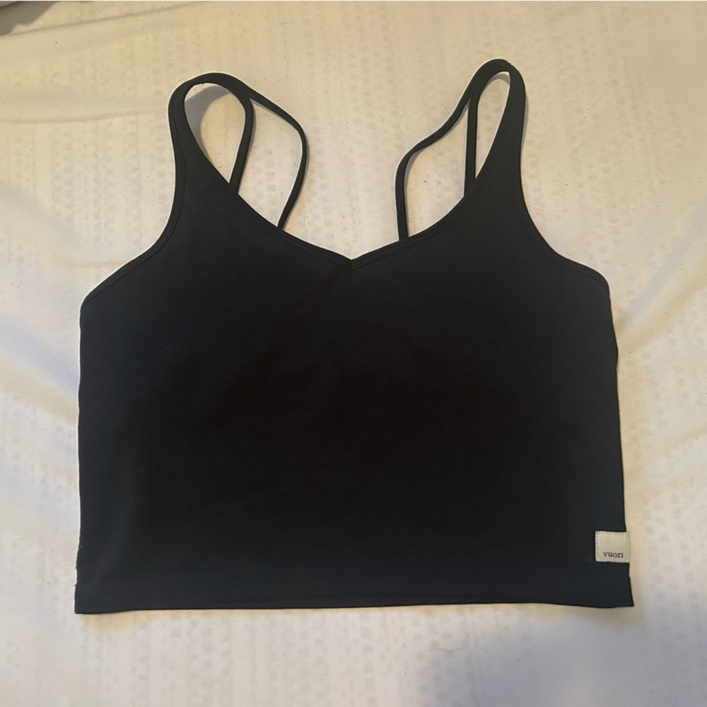 Vuori Black Cotton-Blend Tee with Logo Tag